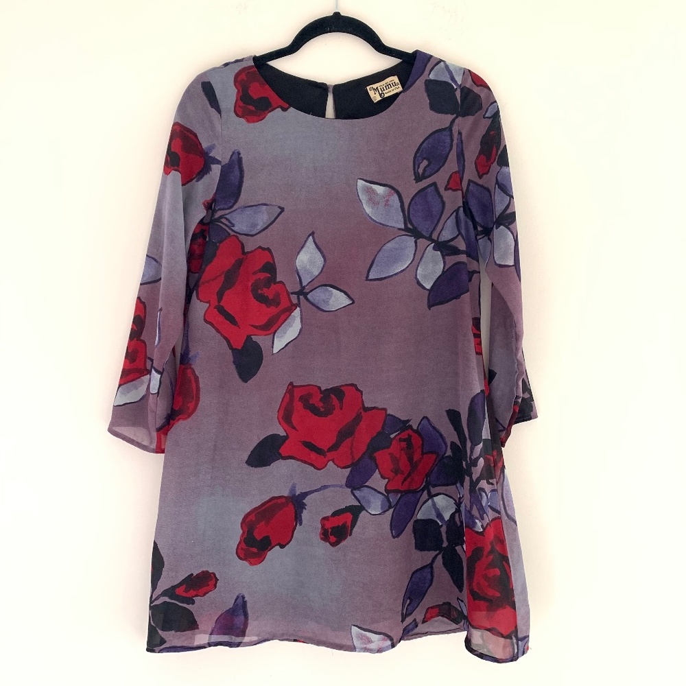 Show Me Your Mumu Tunic Floral‎ Roses Mini Dress Small Romantic Resort Garden